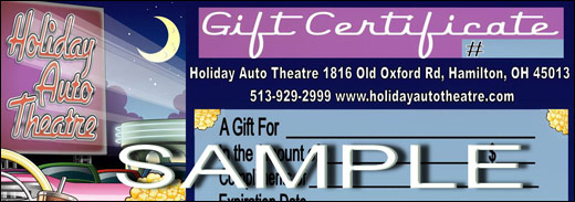 Holiday Auto Theatre Gift Certificates